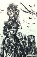 Menyasszony (litográfia) K. E. Müller német művész grafikája