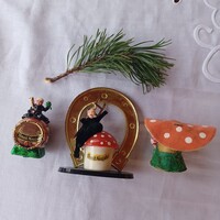 Régi újévi  szerencsehozó kabalák, kéményseprő, trafikáru- 3 db osztrák retro, vintage