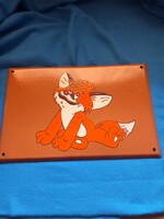 VUK a kisróka mesefigurás Retro zomànctàbla Tűzzománc Tábla Ritka!!!