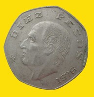 Mexikó nagy méretű 10 peso 1976 (LX7)