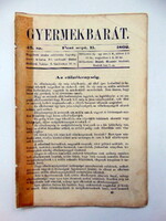 1862 szeptember 11  /  Gyermekbarát  /  RÉGI EREDETI ÚJSÁG Ssz.: 500