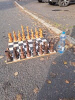 King Size" régi nagy sakkészlet fából. Egyedi, ritkaság.