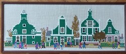 Zaanse Schans – kézi gobelin falikép, keretezve