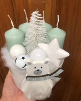 Adventi "koszorú" asztaldísz menta-fehér macis jegesmedve
