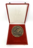 Large bronze plaque marked Olcsai Kiss Zoltán (1895-1981) in original decorative case