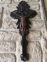 Antik mesterien fézifaragott .Kereszt Feszület Korpusz Jézus Krisztus Hàzi àldàs kàpolna Gyüjteményb