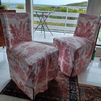 Francia vidéki stílusú toile-vászon székhuzatok és párna