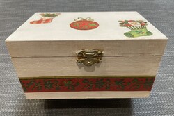 Karácsonyi fa doboz fa ládikó kincsesláda decoupage