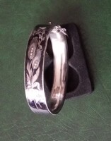 Antik 800-as ezüst karkötő karreif, zománcozott gyászkarkötő fémjelzett és mester által jelzett 23 g