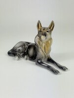 Hollóházi porcelán németjuhász kutya