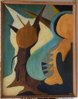 Absztrakt kompozíció G P  monogrammal 20-ik század közepe