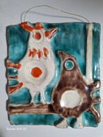 Sövegjártó Mária kakasos kerámia falidísz