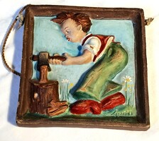 Favágó fiú, kerámia kisplasztika