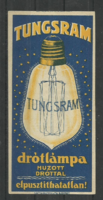1920.- Számolócédula - 1 db - Tungsram drótlámpa