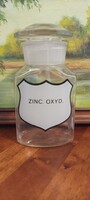 Gyógyszertári patika üveg  Zinc.Oxyd