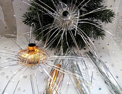 Retro fólia lametta karácsonyfa dísz  13x17 cm ár/db