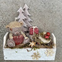 MACI karácsonyi asztaldísz, ládika, gyertya