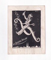 B:207 Újévi üdvözlő képeslap Balázsfy Rezső (1885-1973): Ex libris BUÉK 1938, Dr Lustig