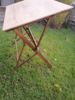 Antik, összecsukható,, egyedi készítésű dönthető , tömör fa, rajzasztal vagy építész íróasztal-váz