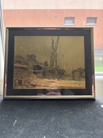 Kikötő jelenet fémkarc