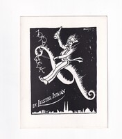 B:207 Újévi üdvözlő képeslap Balázsfy Rezső (1885-1973): Ex libris BUÉK 1938, Dr Lustig