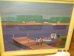 KÉPCSARNOKOS !! LUZSICZA LAJOS ( ÉRSEKÚJVÁR 1920 - ) :KOMP A DUNÁN ( VISEGRÁD - NAGYMAROS KÖZT? )