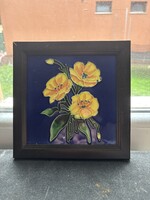 Keretezett tűzzománc kép virág téma