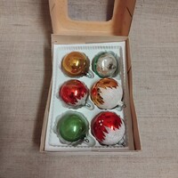 6-db Régi üveg  karácsonyfadísz. dobozában/100!/