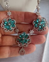 46cm Kék Topaz Szintetikus Cirkonia Nyakék Nyaklánc