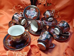 Kézzel festett , kínai  6 szem. kávés készlet, 12 db.