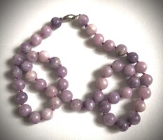 Egyenként csomózott Lepidolit ásvány nyaklánc