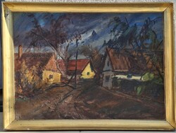 Metykó Gyula: Szolnoki Tabán [Falusi tájkép] [Village landscape]