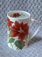 Mikulásvirágos angol porcelán bögre