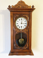 RÉGI NAGYON SZÉP FATOKOS INGÁS NÉMA ÓRA FALIÓRA