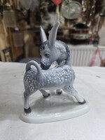Régi Zsolnay porcelán szamár figura