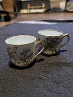 MZ Altrohlau/Fischer gyönyörű virágmintás stafírozott kávéscsészék 2 db
