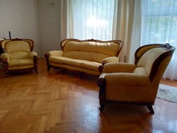 Ülőgarnitúra, álomszép akantusz leveles faragott lábakkal, olasz Mobili d'arte  3+1+1