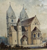 LEÁRAZTAM!!! STEINDL IMRE JÁKI TEMPLOM látképe - 1881!