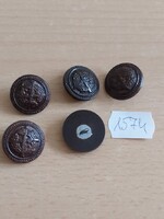 5 DB MN 65M KABÁTGOMB FELSŐ NYAKGOMB 1574.