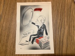 Toncz Tibor eredeti karikatúra rajza a Szabad Száj c. lapnak 11 x 16 cm Supka Géza