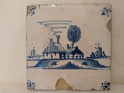 Antik delfti porcelán 18. század kék csempe Delft nr. 84 4564