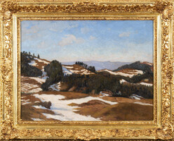 Lajos Szlányi: snow melting in the mountains, Selmecbánya (winter is saying goodbye)