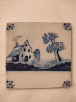 Antik delfti porcelán 18. század kék csempe Delft nr. 63 4567