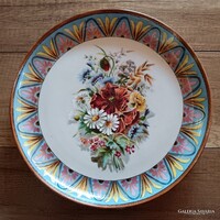 Régi Tk Thun Csehszlovák porcelán virágos falidísz