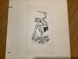 Toncz Tibor eredeti karikatúra rajza a Szabad Száj c. lapnak 11 x 21 cm papírra ragasztva