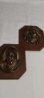 Jézus Krisztus és Mária  réz fém dombormű  fali dísz