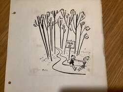 Toncz Tibor eredeti karikatúra rajza a Szabad Száj c. lapnak 17 x 19 cm papírra ragasztva