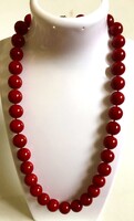 Egyenként csomózott, gyönyörű meggypiros Korall nyaklánc