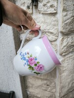 Gyönyörű hatalmas Bögre virág mintàs koma bögre. Kancsó Rózsa ellegű antik porcelán. Cseh
