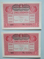 SORSZÁMKÖVETŐ 2 /KÉT/ KORONA 1917